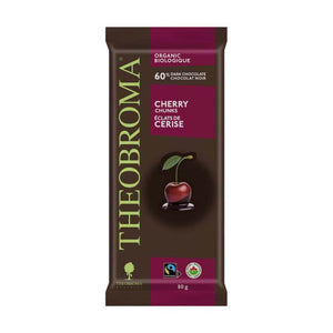 Theobroma Chocolat - 60% Dark Chocolate Cherry Chunks Organic, 80g