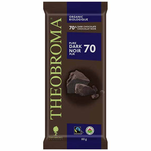 Theobroma Chocolat - 70 % Dark Chocolate 70 Pure Dark Organic, 80g