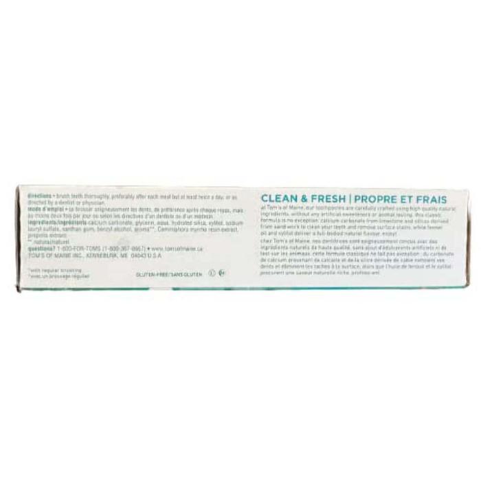 Tom's Of Maine - Clean & Fresh Fennel Toothpaste, 85ml - Back