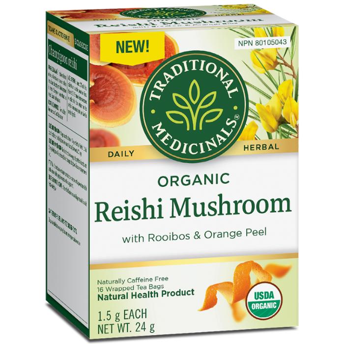 Traditional Medicinals - Organic Mushroom Reishi Rooibos Orange Zest Herbal Tea, 16 Bags
