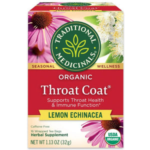 Traditional Medicinals - Organic Throat Coat Sore Throat Herbal Tea, 20 Bags