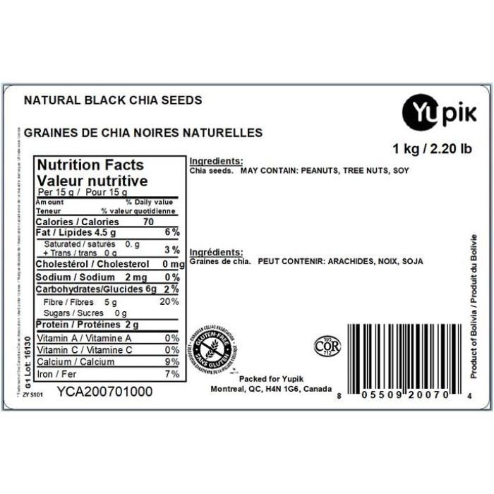Yupik - Organic Black Chia Seeds, 1kg - back