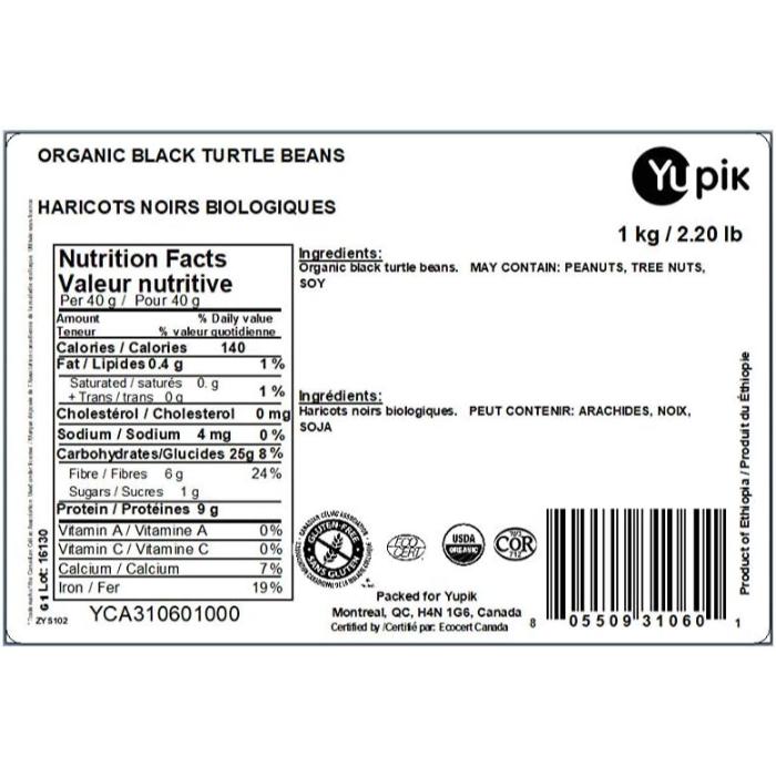 Yupik - Organic Black Turtle Beans, 1kg - bak