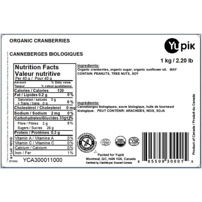 Yupik - Organic Cranberries, 1kg - back