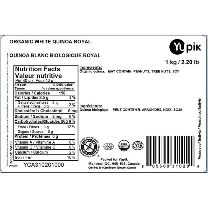 Yupik - White Quinoa Organic, 1kg - back