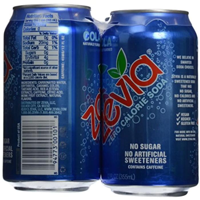 Zevia - Zero Calorie Soda Cola, 6x355ml - back