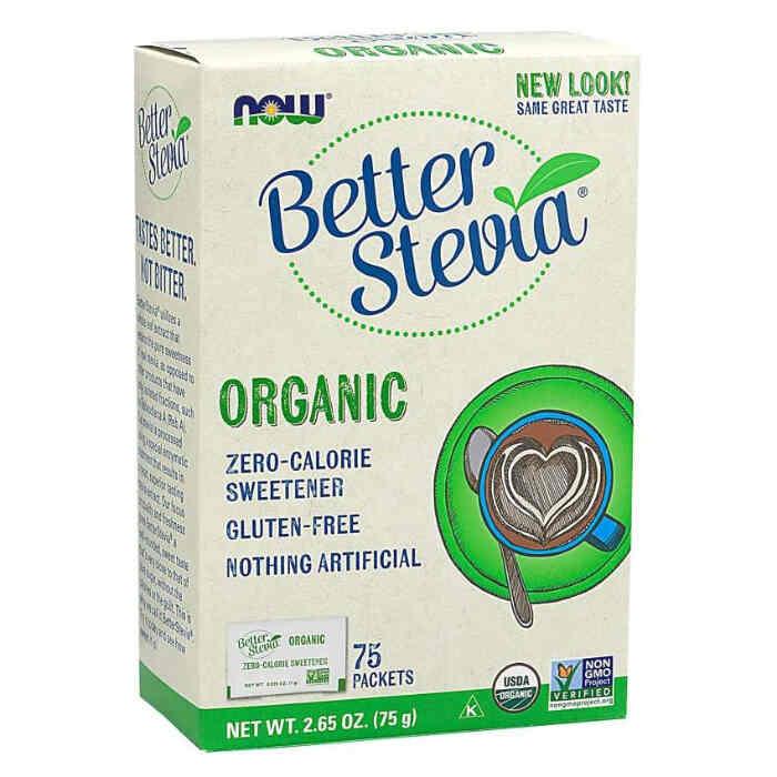NOW FOODS - Organic Stevia w/inulin Packets 1g*75, 75g