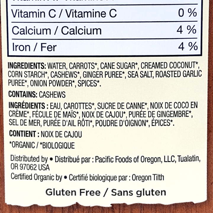 Pacific Foods - Cashew Carrot Ginger Soup, 32 Oz