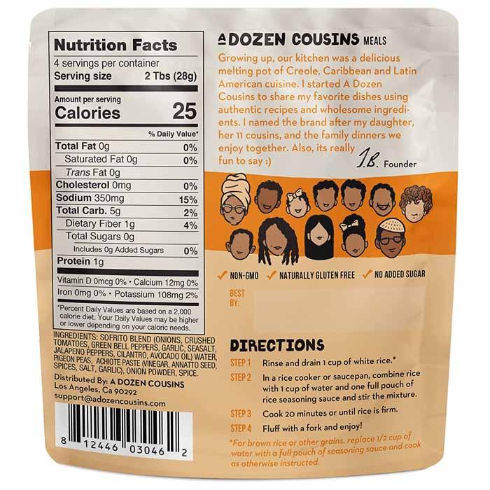 A Dozen Cousins - Arroz Con Gandules Rice Seasoning Sauce, 4oz - back