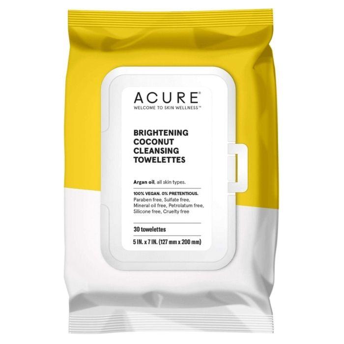 Acure - Brightening Coconut Cleansing Towelettes, 3x30ct - front