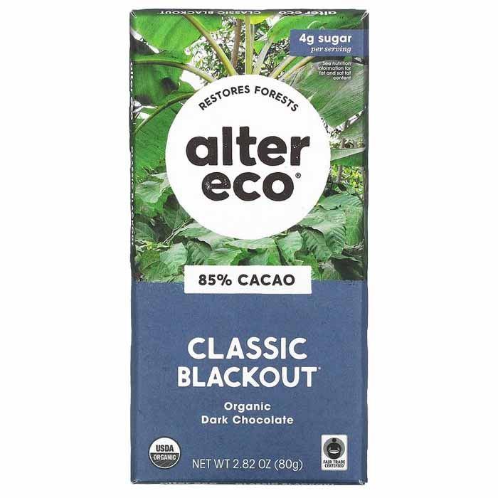 Alter Eco - Organic Dark Chocolate Bars Classic Blackout 85% Cacao, 80g