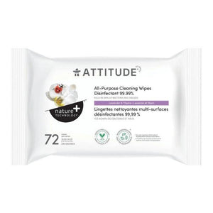 Attitude - All-Purpose Disinfectant Wipes 99.9% - Lavender + Thyme, 72 Count