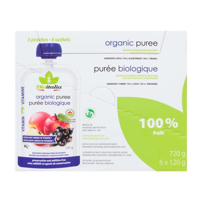 Bioitalia - Organic Puree - Apple and Blackcurrant, 6x120g 