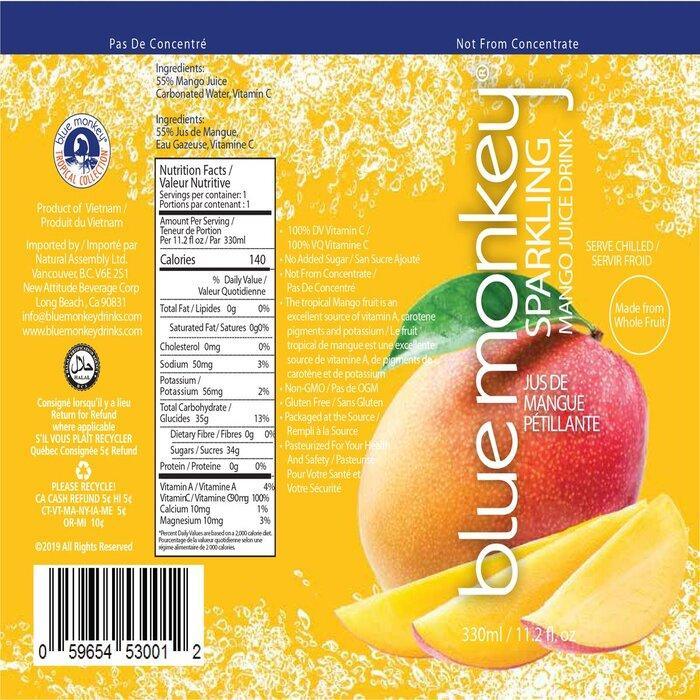 Blue Monkey Tropical – Sparkling Mango Juice, 11.2 oz | Pack of 12- Pantry 2