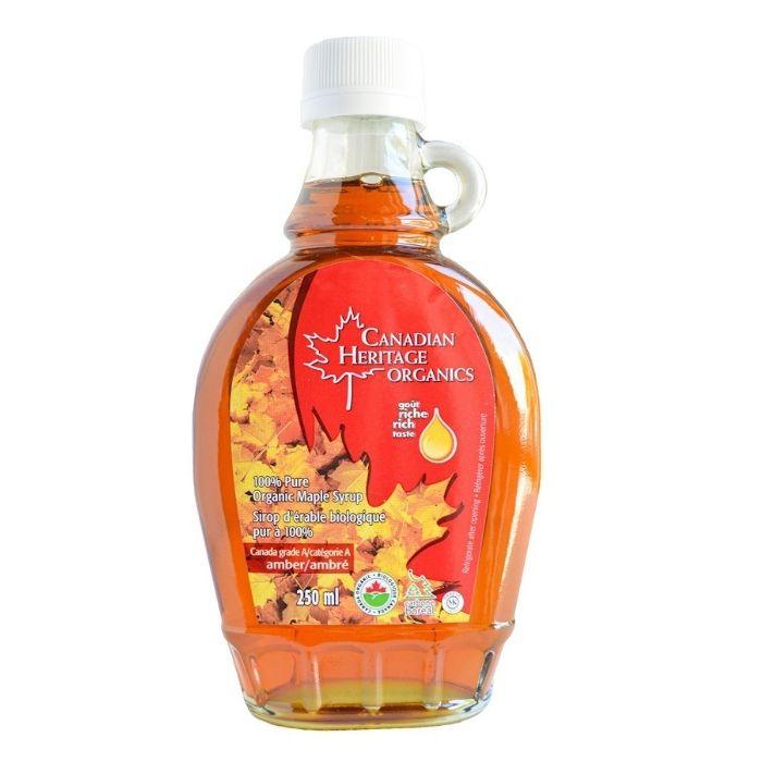 Canadian Heritage Organics - Amber Maple Syrup, Grade A, Rich, 250ml - front
