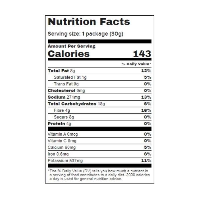 Carrot Bacon - Carolina Smoke, 30g - nutrition facts