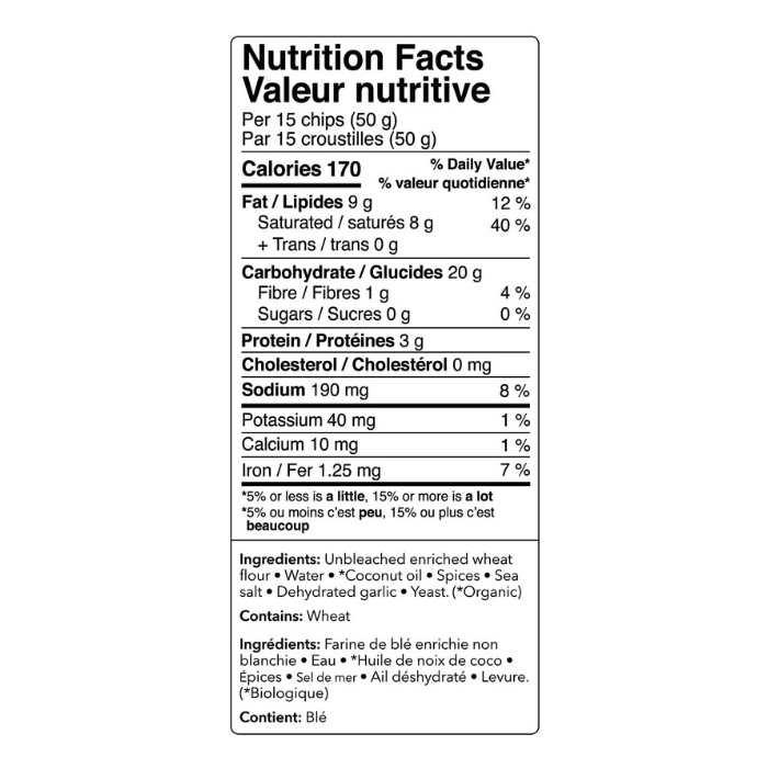 Cedar Valley - Classic Spice Pita Chips - Nutrition Facts