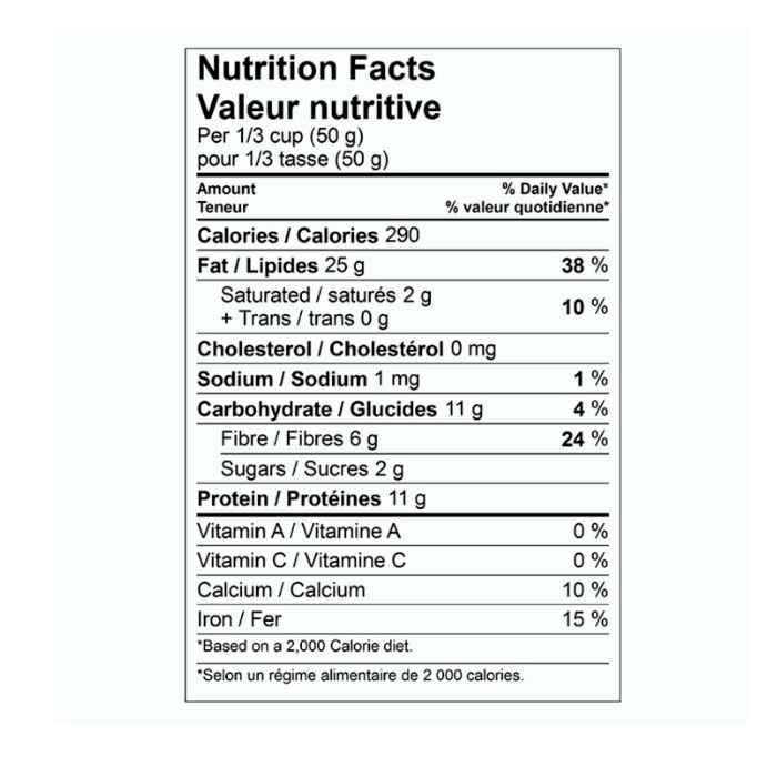 Central Roast- Raw Almonds Unsalted 260g - Nutrition Facts