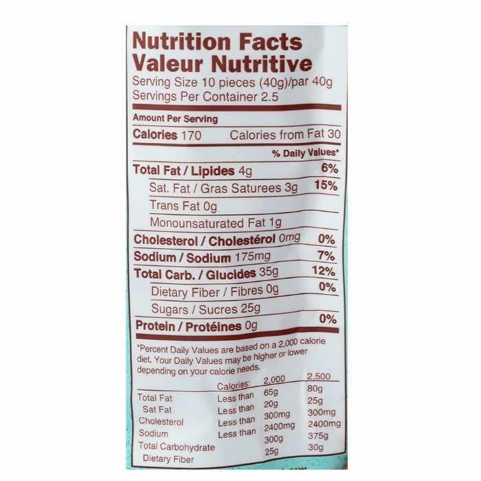 Chimes - Toasted Coconut Hard Toffee with Sea Salt, 100g - Nutrition Facts