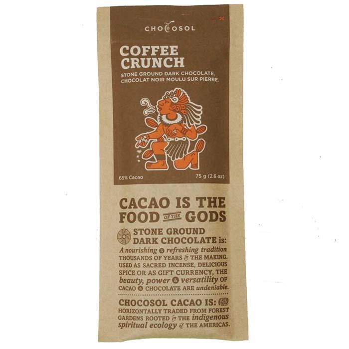 Chocosol - Stone Ground Dark Chocolate Bars Coffee Crunch, 75g