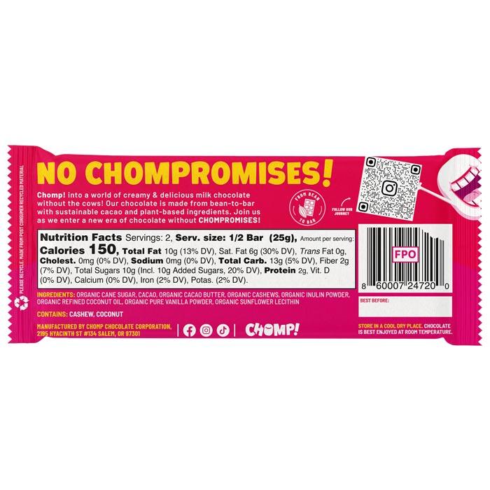 Chomp! - Vegan Milk Chocolate, 50g , Original - Back
