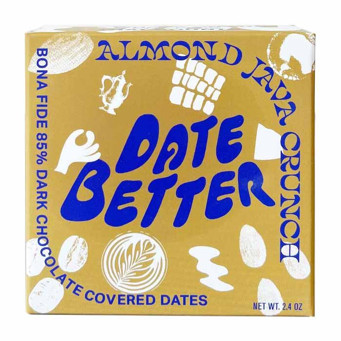 Date Better Snacks - Organic 85% Dark Chocolate Covered Dates Almond Java Crunch, 74g 
