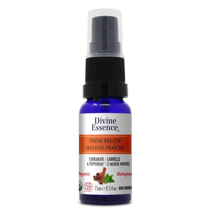 Divine Essence - Organic Breath Freshener Cinnamon & Peppermint, 15ml - front