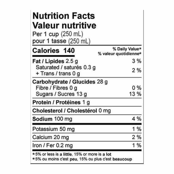 Dream - Vanilla Rice Drink - Nutrition facts
