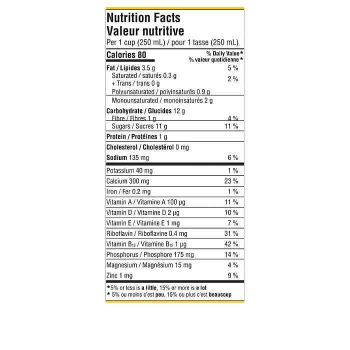 Earth's Own - Almond Beverage, 946ml - Unsweetened - Nutrition Facts