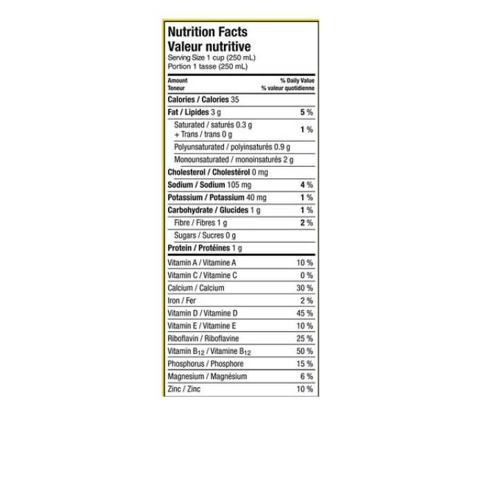 Earth's Own - Almond Beverage, 946ml - Vanilla - Nutriton Facts