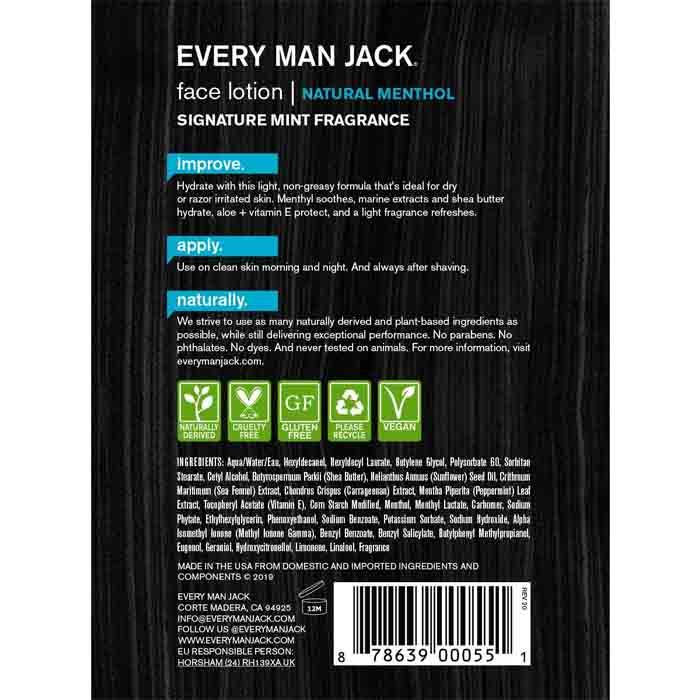 Every Man Jack - Face Lotion Signature Mint, 125ml - back