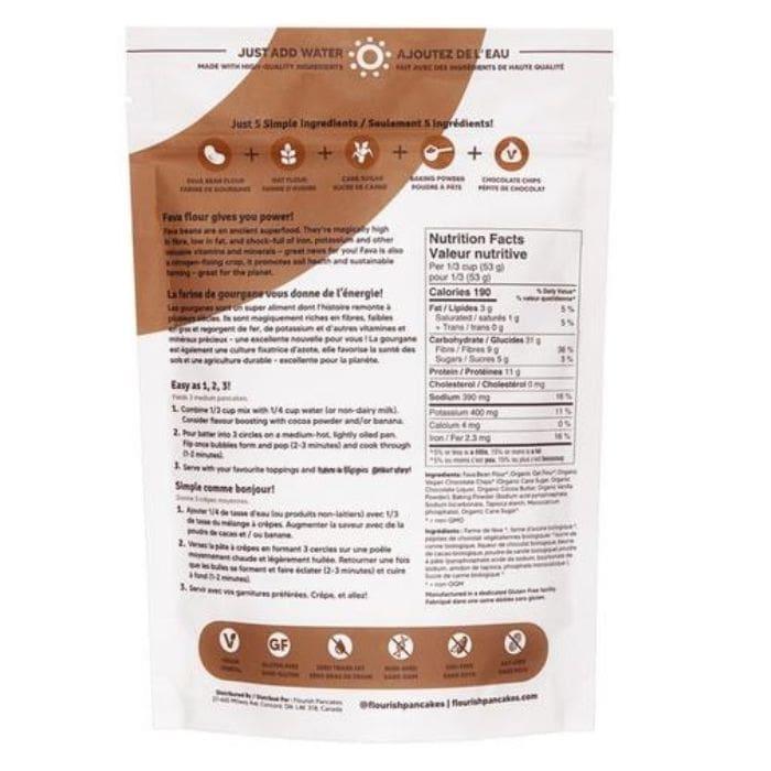 Flourish - Chocolate Chip Plant-Based Protein Pancake Mix, 430g - back