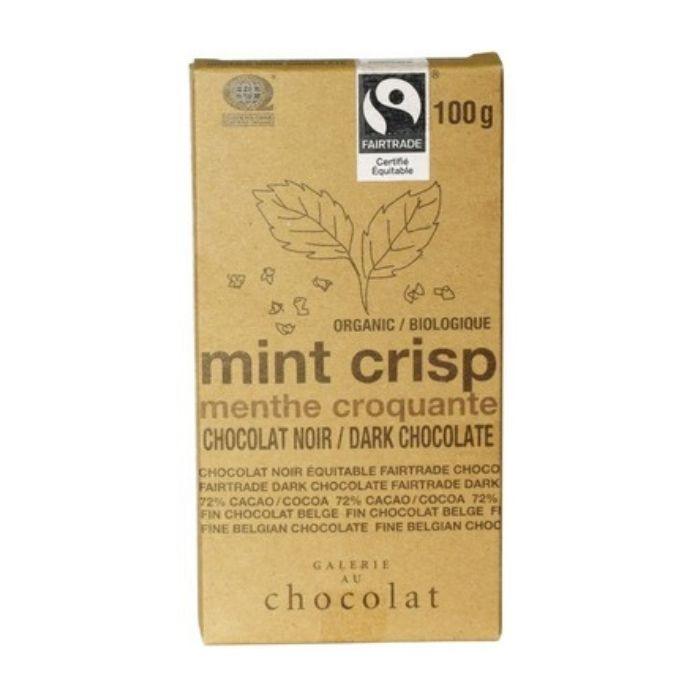 Galerie Au Chocolat - Dark Chocolate Bars 72% Mint Crisp Dark Chocolate Bar, 100g - front