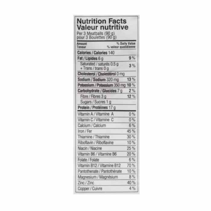 Gardein - Meatless Meatballs, 360g - Nutrition Facts