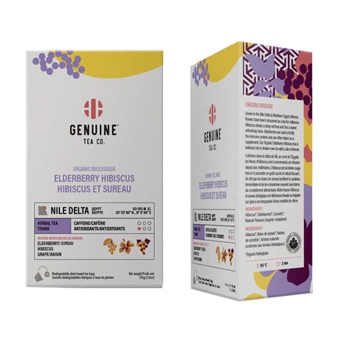 Genuine Tea - Organic Elderberry Hibiscus, 15 Bags - back