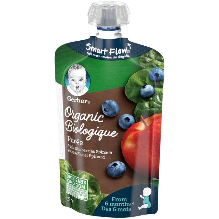 Gerber - Organic Apple Blueberry Spinach Puree, 128ml