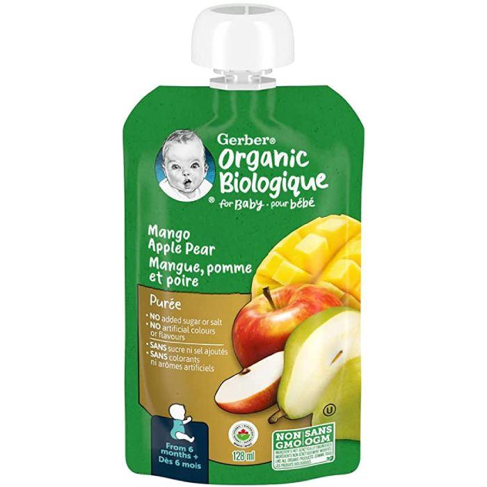 Gerber - Organic Apple Mango Pear Puree, 128ml