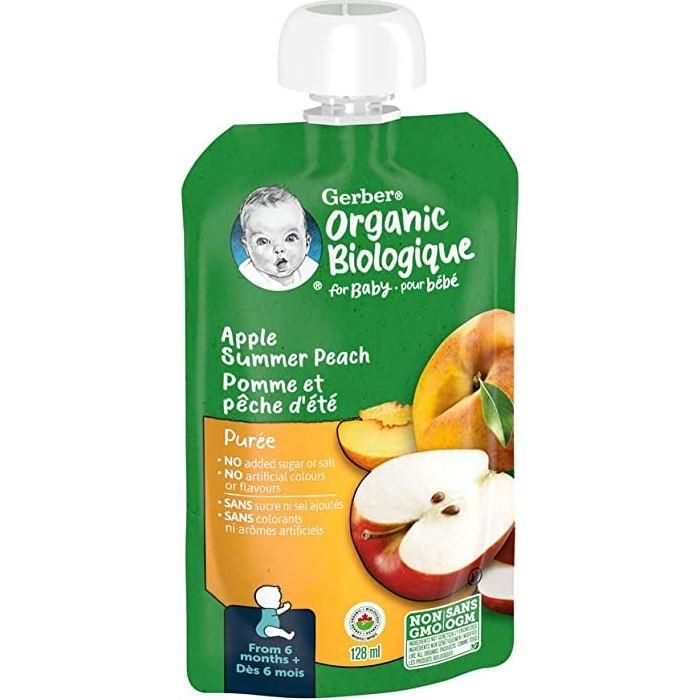 Gerber - Organic Apple Peach Puree, 128ml