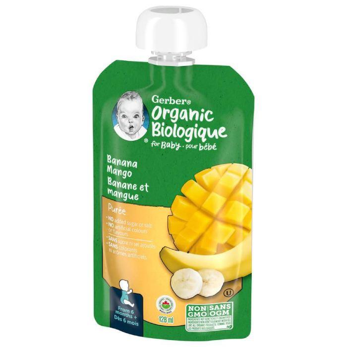 Gerber - Organic Banana Mango Puree, 128ml