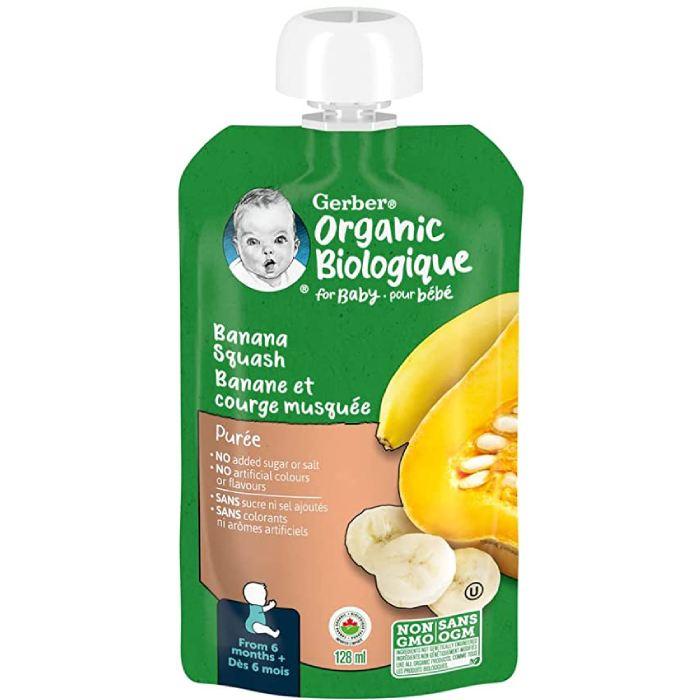 Gerber - Organic Banana Squash Puree, 128ml