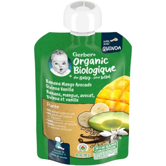 Gerber - Organic Quinoa Avocado Mango Vanilla Puree, 128ml