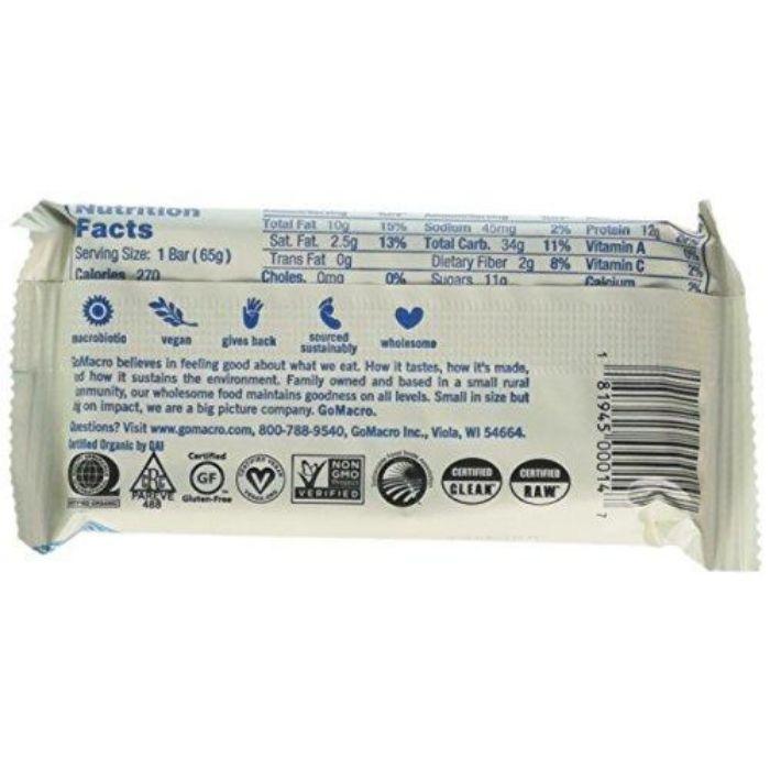 GoMacro - Peanut Butter Protein Bar, 65g - back