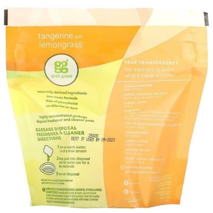 Grab Green - Garbage Disposal Freshener & Cleaner, Tangerine & Lemongrass- Household Essentials 2
