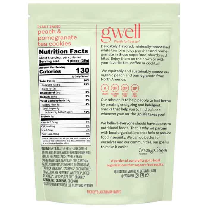 Gwell - Adaptogen Shortbread Tea Cookies - Peach & Pomegranate (150g) - back