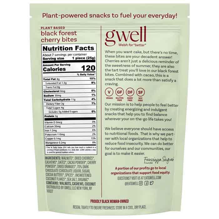 Gwell - Gluten-Free Fruit and Nut Bites - REST Black Forest Cherry (175g) - back