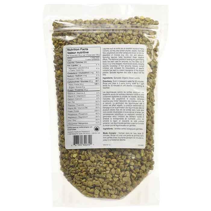 INARI - Org Green Lentils Sprouted, 500g - Back