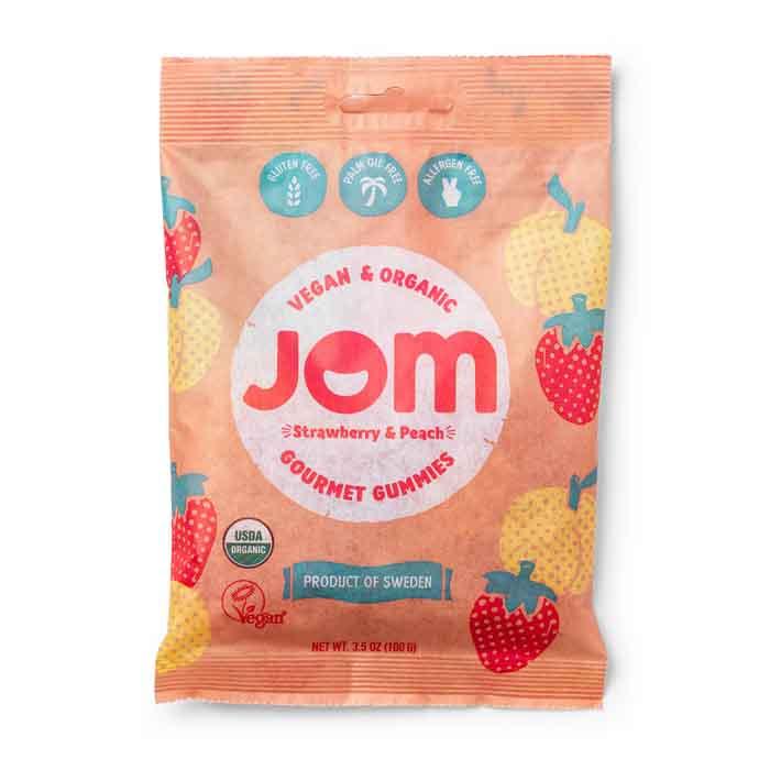 JOM - Organic Strawberry & Peach Gummy Candies, 100g