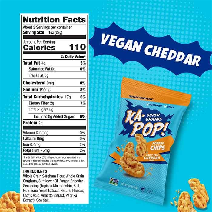 Ka-Pop! - Super Grains Popped Chips - Dairy-Free Cheddar (92g) - back