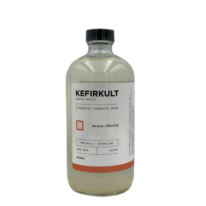 KefirKult - Water Kefir Drinks, 439ml Peach Water Kefir - front