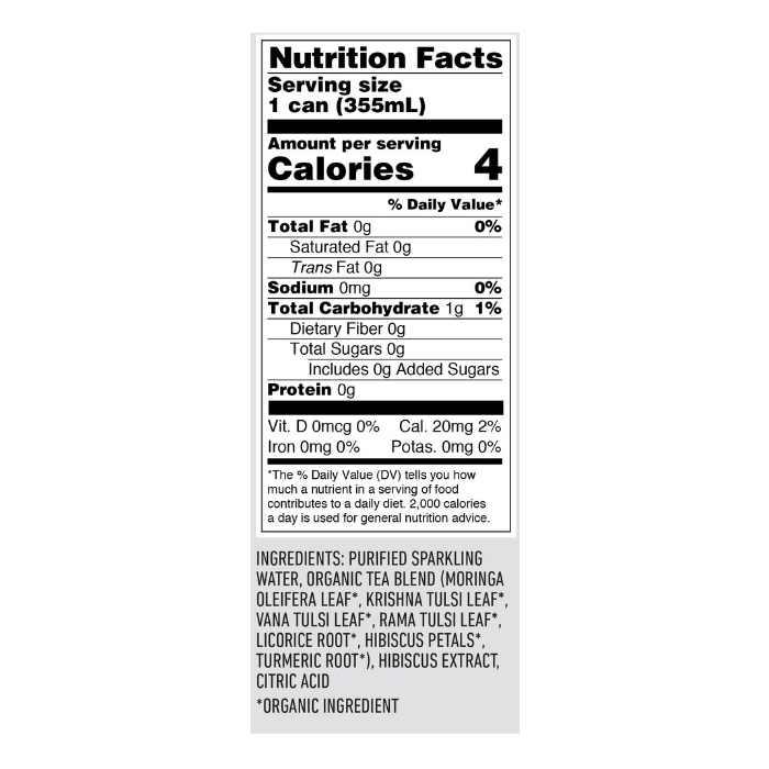Kite - Sparkling Tea Align Tulsi Hibiscus- Nutrition Facts